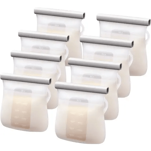 Lictin 8PCS Silicone Breastmilk Storage Bags, 8.5oz/250ml Reusable Breast Milk Storage Container, BPA-Free Self-Standing Milk Storing Bags for Breastfeeding, Leak-Proof Baby Food Storage Containers