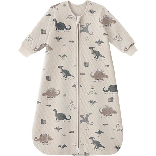 Yoofoss Baby Sleep Sack 6-12 Months 1.0 Tog Long Sleeve Sleep Sack Organic Cotton Wearable Blanket for Infants 2-Way Zipper Quilted Sleeping Sacks(Medium)