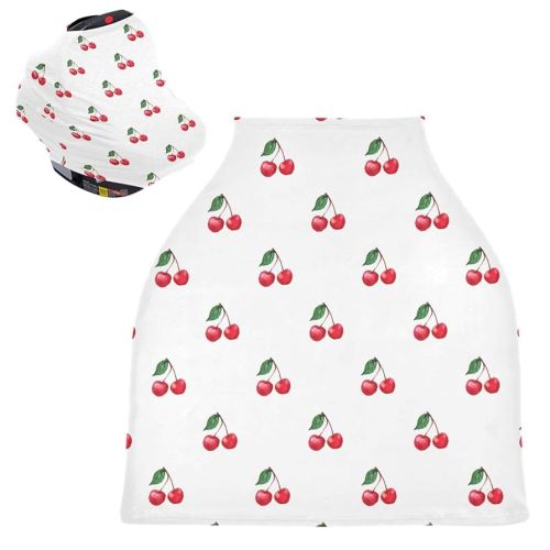 Burbuja Car Seat Cover for Baby, Cherries Car Seat Canopy Nursing Cover for Breastfeeding, Multi-use Car Seat Cover for Infant Newborn Stroller Carrier Shopping Cart
