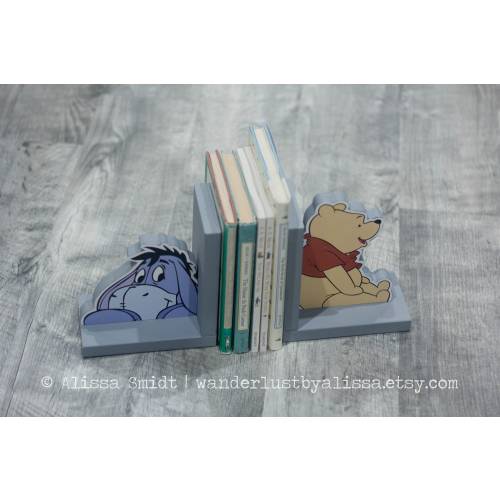 Winnie the Pooh Bookends, Wood Bookends - Custom Created - (winnie the pooh, eeyore bookends, Hugs and Honeycombs)