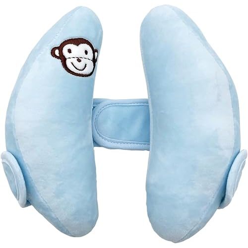 Adjustable Baby Head Neck Support, Portable Toddler Travel Pillow for Car Seat Stroller, Banana Travel Headrest Pillow for Infant, Offers Protection Safety for Kids, Blue