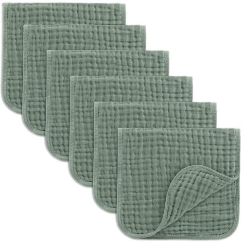 Muslin Burp Cloths Large 100% Cotton by Comfy Cubs (Fern, Pack of 6)