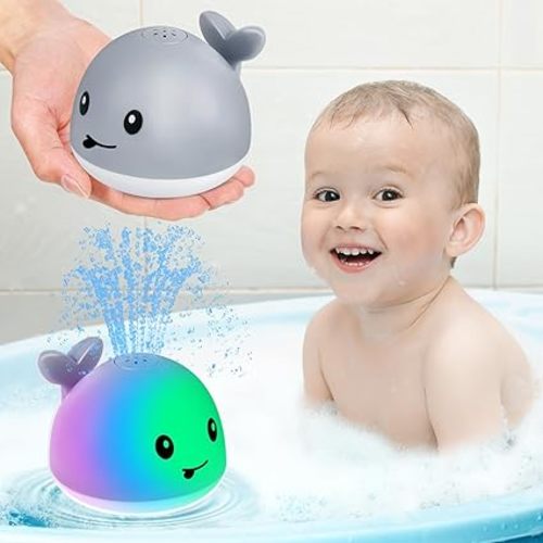 Gigilli Baby Bath Toys, Bath Toys for Kids Ages 1-3, 1 2 3 Year Boy Girl Valentines Gifts for Babies 6-12-18 Months, Light Up Whale Bath Toy Sprinkler Toddler Birthday Bathtub Fountain Pool Water Toy