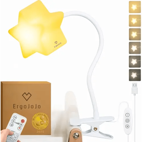 LED Clip On Star Light, Warm & Dimmable Desk Light, Reading Night lamp Newborn Essential for Bedside Bassinet, Nursery Decor, Ideal Baby Gift for Kids Visit The Store