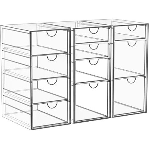 Arcylic Makeup Organzier with 11 Drawers, Clear Storage Drawers, Bathroom Makeup Organizer for Palettes, Cosmetic, and Beauty Supplies,Ideal for Vanity, Cabinet,Desk Organization