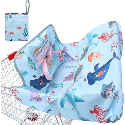 Shopping Cart Cover for Baby, Cotton Cart Cover for Babies, Thin High Chair Cover Grocery Cart Cover for Baby Boy and Baby Girl, Portable Toddler Infant Highchair Cover for Restaurants