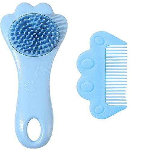 Baby Hair Brush,Toddler Hair Comb,Baby Hair Brush Comb Set,Small Cute Comb for Wet Dry Hair - Silicone Gentle Bath Brush Scalp Massager Brush for Newborns Toddlers Perfect Baby Registry Gift (Blue)
