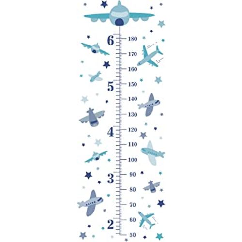 SUPERDANT 3pcs/Set Family Height Growth Chart Wall Sticker Airplane Star Self-Adhesive Height Wall Sticker for Bedoom Nursery Living Room Decor 38"x15"