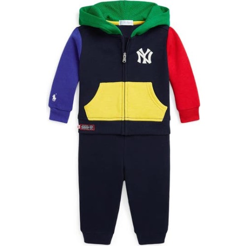 Newborn Polo Ralph Lauren Navy Yankees Fleece Set, 6M