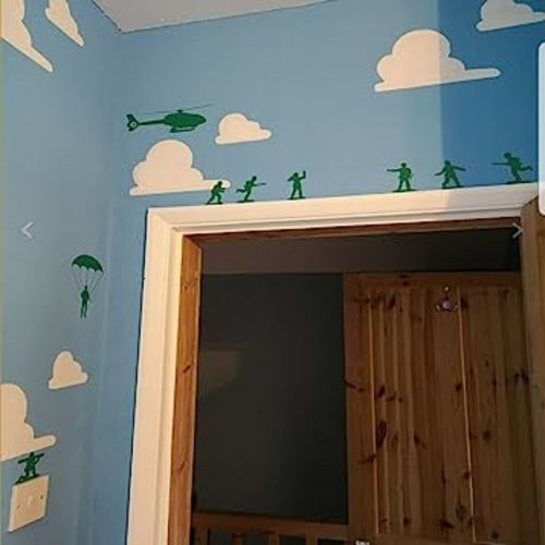 Army Men Wall Stickers Soldier Helicopter for Boy Kids Bedroom Decal Home Decor