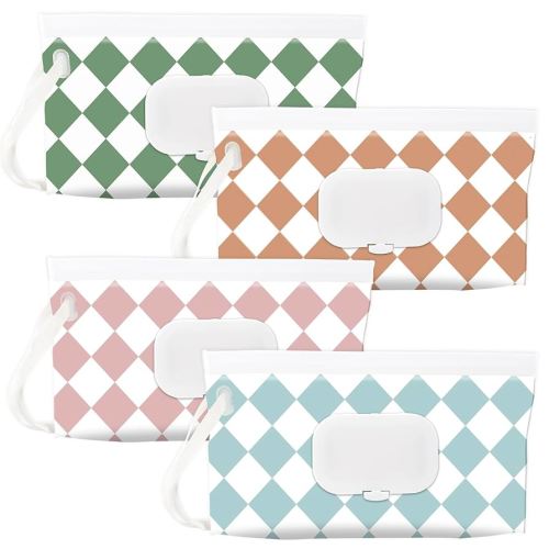 FEBSNOW Lot de 4 distributeurs de lingettes pour bébé - Portable - Rechargeable - Boîte de voyage réutilisable