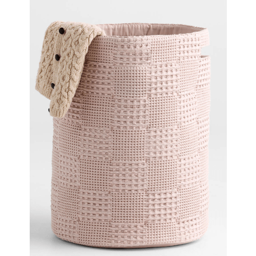 Nella Lilac Rose Organic Cotton Waffle Weave Hamper with Handles