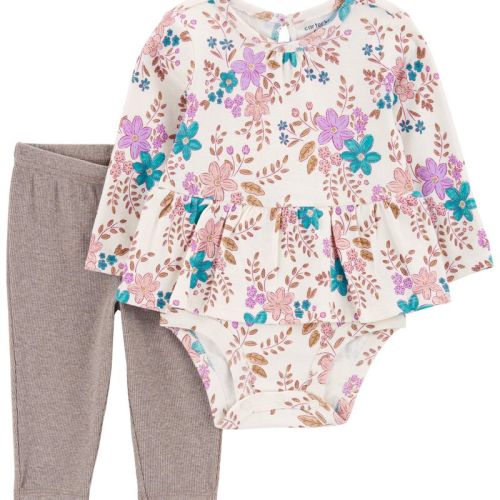 Multi Baby 2-Piece Floral Peplum Bodysuit Pant Set | Carter’s Oshkosh Canada