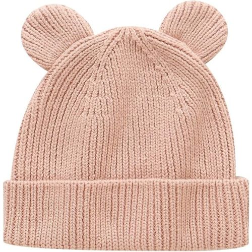 Cotton Baby Beanie Winter Knitted Hat with Bear Ear