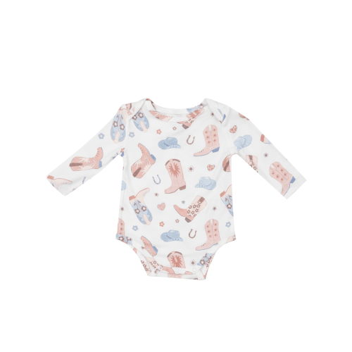 Long Sleeve Bodysuit, Cowboy Boots Pink