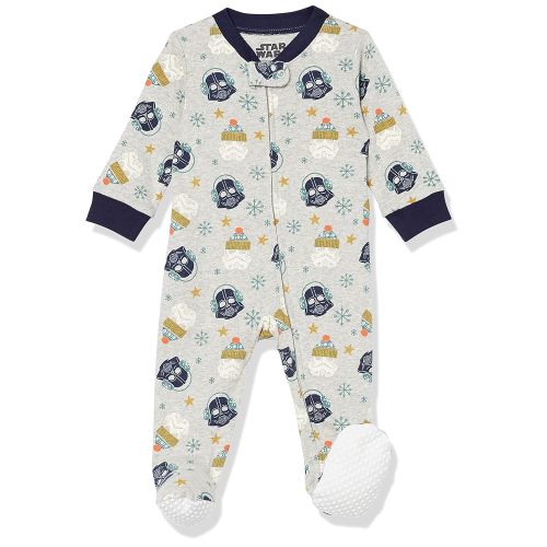 Amazon Essentials Disney | Marvel | Star Wars Unisex Babies' and Toddlers' Snug-Fit Cotton Footed Pajamas, Multipacks