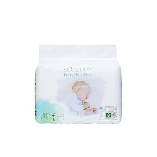 ECO BOOM Diapers, Baby Bamboo Viscose Diapers, Eco-Friendly Natural Soft Disposable Nappies for Infant, Size 4 Suitable for 20 to 31lb (Large - 30 Count) - Size 4 (30 Diapers)
