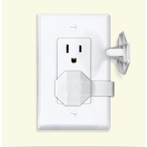 Socket Sitter: Always Connected, Never Lost! No Choking Hazard! Child Safety Cover, Electrical Outlet Cover, Plug Protector, Socket Protector (Pack of 6, Covers 12 outlets) (Crisp White)
