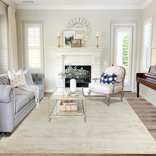 5x8 Area Rugs for Living Room, Neutral Abstract Modern Farmhouse Boho Rugs for Dining Room Bedroom, Tan Brown with Cream Beige