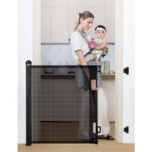 Retractable Mesh Baby Gate, Safety Gates for Stairs Doorway, 33''Tall Extends to 55''Wide, Black