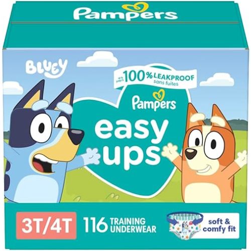Pampers Training Pants - Easy Ups Boys & Girls Bluey - Size 3T-4T, 116 Count, Children's Potty Underwear (Packaging May Vary)
