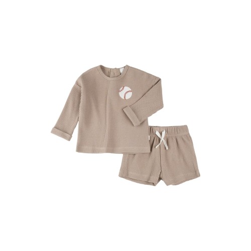 Baseball Appliqué Thermal Top & Shorts Set