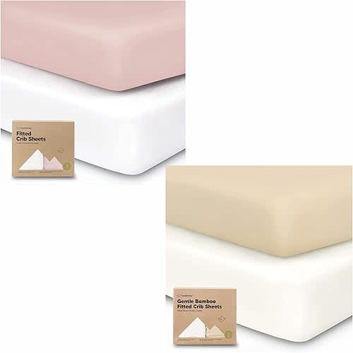 KeaBabies 2-Pack Organic Crib Sheets for Boys, Girls and 2-Pack Crib Sheets for Boys, Girls - Jersey Fitted Crib Sheet - Organic Baby Crib Sheets Neutral - Baby Crib Sheets Neutral