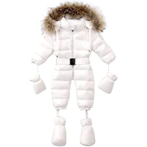 Waterproof Down Filled Snowsuit For Unisex Baby, With Gloves&Shoes&Pompom Hat