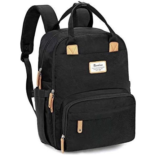 Diaper Bag Backpack, RUVALINO Multifunction Travel Back Pack Maternity Baby Changing Bags, Large Capacity, Waterproof and Stylish, Black