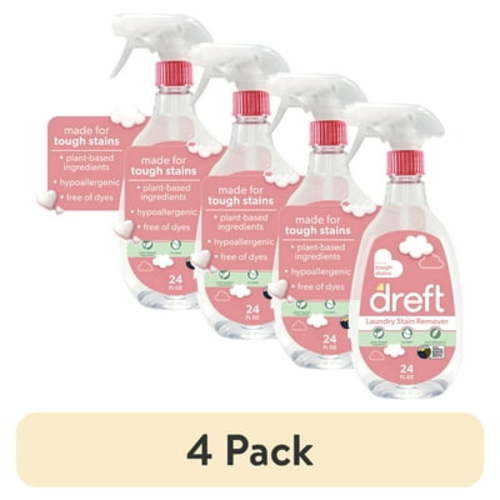 (4 pack) Dreft Plant Based Baby Spray and Wash Laundry Stain Remover, Baby Essentials, 24 oz
