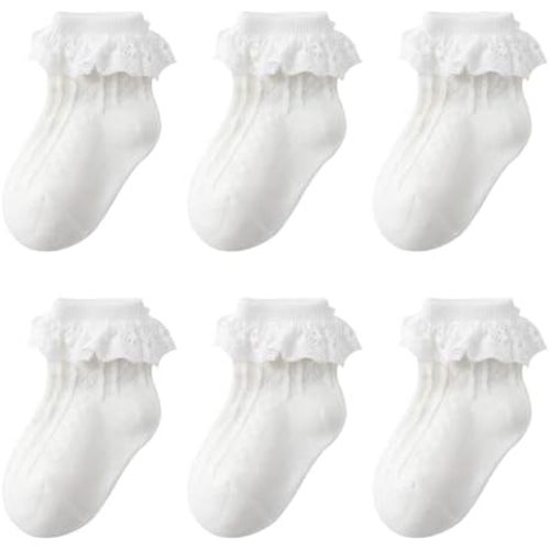 Zumou Toddler Lace Socks Girls Ruffle Eyelet Frilly Princess for Baby Little Kids