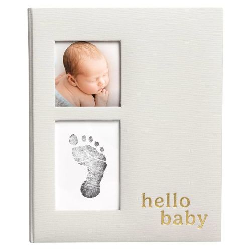 Pearhead Linen Memory Book for Baby Boy or Girl, First 5 Year Baby Book, Monthly Milsetone Scrapbook and Photo Album, My Baby Book