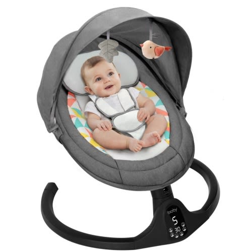Baby Swing for Infants, Unisex Infant Swing Chair with Remote Control, Bluetooth Music & Touch Panel, Black