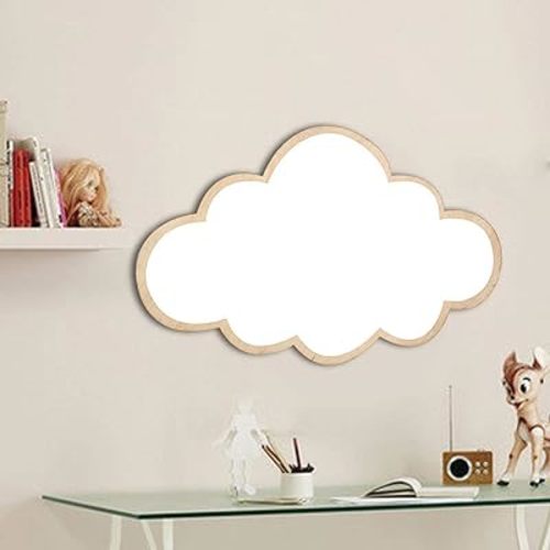 EBTOOLS Children Mirror Cloud Wooden Mirror Cartoon Shatterproof Mirror Wall Sticker Kid Children's Bedroom Home Decorate Bedroom Nursery Decoration, 14.96 x 9.84inch(Clouds)