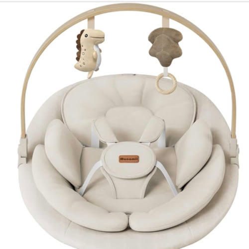Baby Swings for Infants, Monamii Baby Swing, Infant Swing with 5 Speeds, 10 Lullabies, Electric Swing for Baby, Indoor & Outdoor Use (Beige)