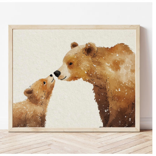 Watercolor Mama and Baby Bear, Baby Bear Nursery Print, Mom And Baby Bear, Nursery Wall Art, Kids Room, Playroom Prints, Mother's Day Gift, Unframed (11 x 14 Inches Print)