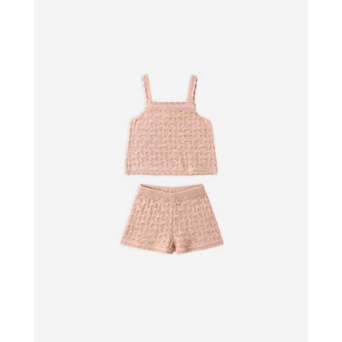 Pointelle Knit Tank + Short Set Melon (6-12 months)