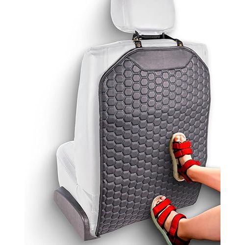 Premium Leather Car Seat Protector for Back Seat - Back Seat Cover for Kids - Car Kick Mat - Back of Seat Protector for Kids Feet Car Seat Back Protector - 1 Pc Black