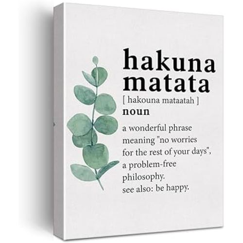 Canvas Wall Art Inspirational Hakuna Matata Word Definition Canvas Print Painting Home Wall Decor Framed Funny Gift 12"x15" Ready to Hang