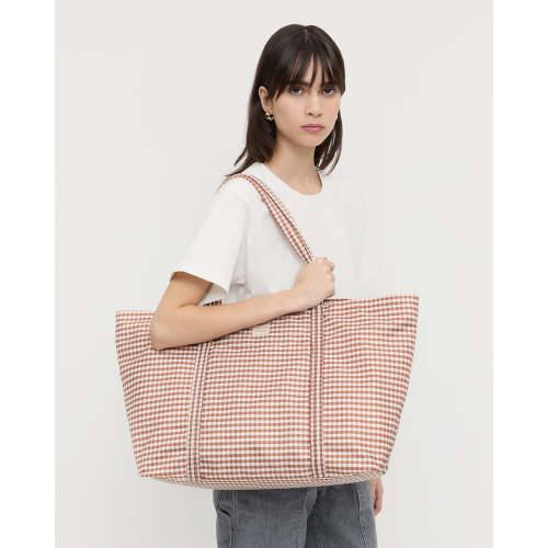 Dina Brown Gingham Travel Tote | Totes | Handbags