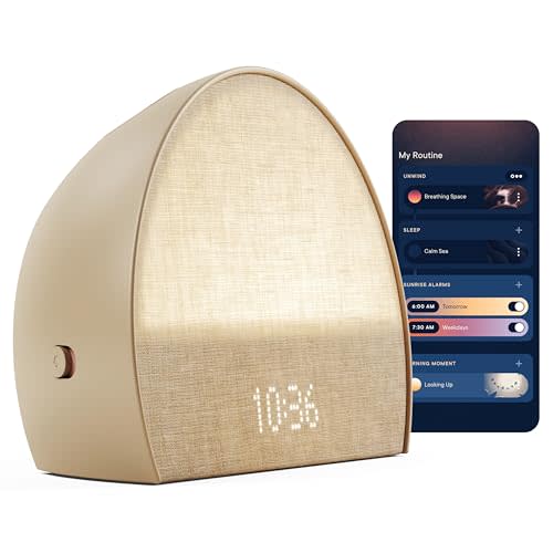 Hatch Restore 2 Sunrise Alarm Clock, Sound Machine, Smart Light (Latte) ー Your Smart Sleep Clock, White Noise, Customizable Sleep Routines for Adults, Unwind Gently, Dimmable Clock, Wake Up Energized