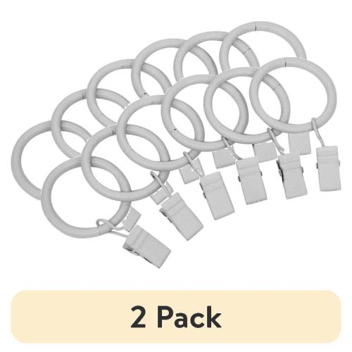 (2 pack) Mainstays Metal Curtain Clip Rings White, Set of Seven