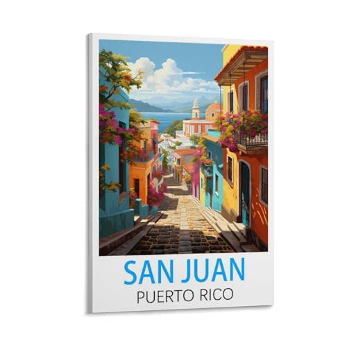 CEYHNO San Juan Puerto Rico Vintage Travel Posters 08x12inch(20x30cm) Canvas Art Poster And Wall Art Picture Print Modern Family Bedroom Decor Posters, Frame-style