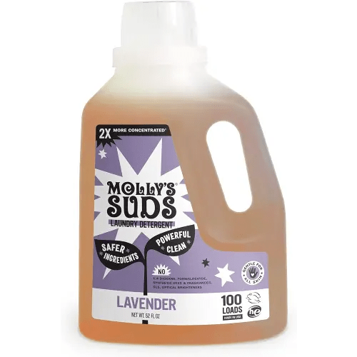 Molly's Suds Liquid Laundry Detergent | Natural Laundry Detergent Soap for Sensitive Skin | 2x Concentrated, High Efficiency (HE) | Lavender - 100 Loads