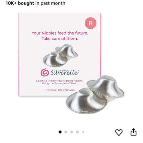 SILVERETTE® The Original Silver Nursing Cups, Nipple Covers for Breastfeeding Essentials, Pure 925 Silver Nipple Shields for Breastfeeding Newborn, Lightweight Nursing Cups, Regular Size