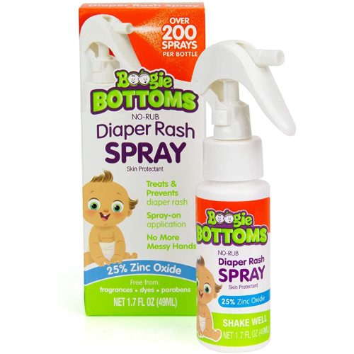 Diaper Rash Cream Spray by Boogie Bottoms, Travel Friendly No-Rub Touch Free Application for Sensitive Skin, from The Maker of Boogie Wipes, Over 200 Sprays per Bottle, 1.7 oz