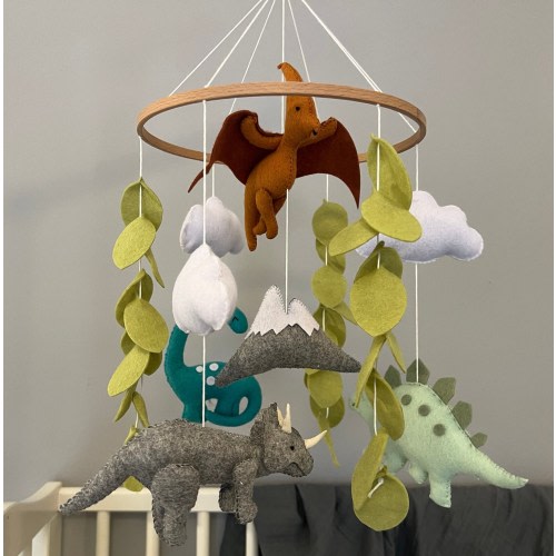 Dinosaur Baby Mobile | Felt Crib Mobile | Nursery Decor | Crib Mobile | Unisex Baby Mobile | Baby Shower Gift | Gift for Baby Girl or Boy