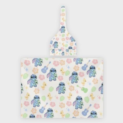 Stitch 2-Pack Baby Newborn Swaddle Blanket and Hat Set 29" x 40" Large Stretch Newborn Swaddle Blanket with Hat Soft Swaddling Blanket Suitable for Newborn Boys and Girls Necessities