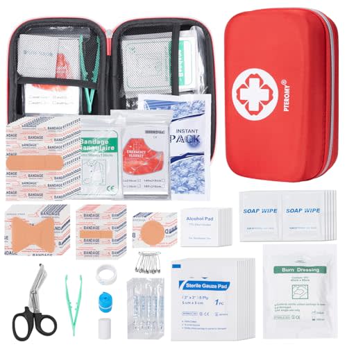 PTEROMY 300 Piece First Aid Kit, Portable Small Emergency Kits Compact 1st Aid Kit with Hard Storage Case for Car, Travel, Home, Camping, Outdoor, Hiking