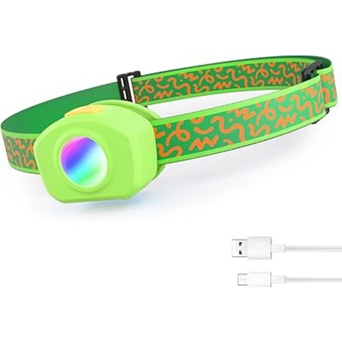 EverBrite LED Headlamp Rechargeable Kids Headlamp with RGB Mode and Adjustable Headband, 3 Modes Multicolor Headlamp for Camping, Reading, Exploring, Halloween, Christmas